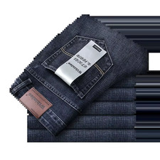 Herren Jeans Gerade Schnit Stretch Denim Blau/Schwarz Regular Männer Arbeitshose