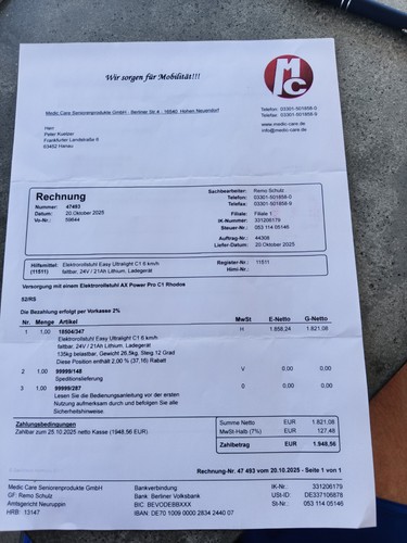 Rollstuhl faltbar gebraucht - e,