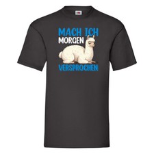 Mach ich morgen Versprochen | Lama | Faul v2 T-Shirt Schwarz