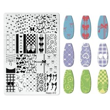 XXL Stamping Schablone Bow & Heart Stempel Platte Nailart Schleifen Herzen