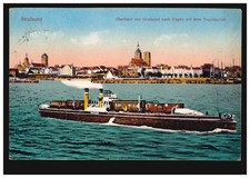 AK Stralsund: Überfahrt von Stralsund nach Rügen mit dem Trajektschiff, 1925