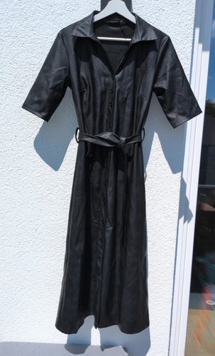 Midikleid kunstleder schwarz - midikleid,