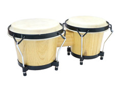 Bongo Trommeln aus Holz – Doppelbongos mit Naturfell – Percussion Instrument – g