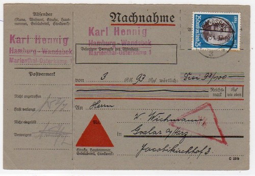 Reich nachnahme karte mit - 3.,