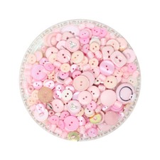 150g Aufnäh-Knopfmischung in rosaner Farbe aus Kunststoff 2-Loch, 4-Loch, Ösen