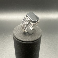 Herrenring Achat aqeeq Stein Silber 925 خاتم عقيق اسود