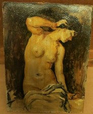 Antik alt Frau Akt Erotik Impressionist Öl/ Hartfaser