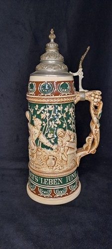 Alter bierkrug mit zinndeckel - alter,