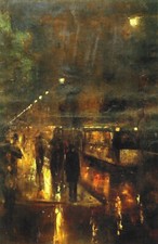 Lesser Ury - Nächtliches Berlin (Nollendorfplatz), 1919, 60 x 40 cm, Leinwand