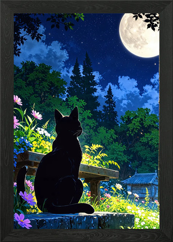 Schwarze katze unter - schwarze, mondlicht