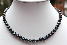 45cm   in Tahiti-Schwarz Süßwasser Perlen Schmuck Echtschmuck Halskette bnvgh