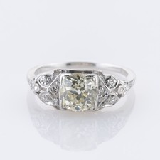 750 white gold ring - , with