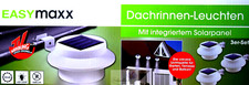 EASYmaxx Dachrinnen-Leuchten 3er Set Solar LED weiß Lampen Rund Solarpanel