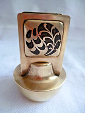 Erhard & Söhne Art Deco Streichholzhalter Messing Holzeinlage Kugelfuß