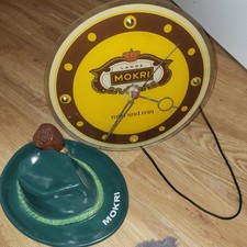 Alte Mokri Werbeuhr und Aschenbecher 50er Jahre