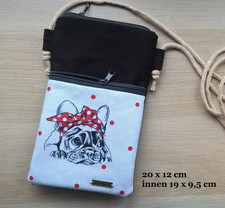 Handytasche zum Umhängen Handmade Unikat Bully Dog Handarbeit Upcycling
