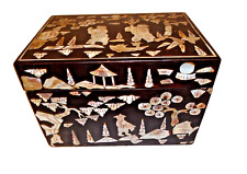 Antik China Lackdose m. Perlmutt Einlagen Schatulle 19 Jh. Qing-Dynastie