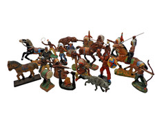 +ANTIK+ uralte Indianer / Cowboys / Pferde / Figuren / Elastolin / Lineol TOP!