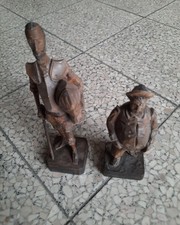 2 FIGUREN, DON QUIJOTE UND SANCHO PANZA, HOLZ GESCHNITZT, OURO ARTESANIA