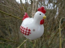 Huhn aus Keramik rot weiß