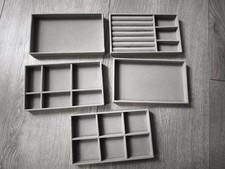 5 Schmuckschubladen Schmuckablage Fächer grau Samt