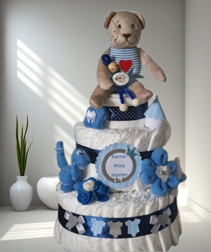 Windeltorte junge blau - blau, mit