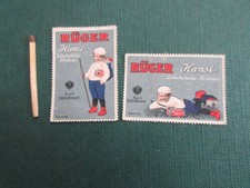 2 Reklamemarken :  RÜGER Hansi  Schokolade  Kakao