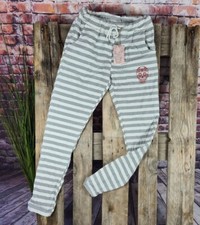 Damen Hose Italy Baggy Jogging Pants stretch Sport Maritim GRAU WEIß 36 38 40
