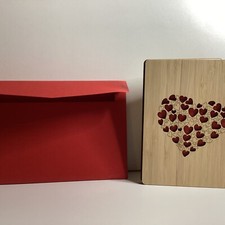 P073 Holzkarte Herz Hochzeitskarte Bambus rot Liebe