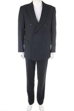 PAL ZILERI Anzug Zweireiher Wolle Nadelstreifen 50 schwarz