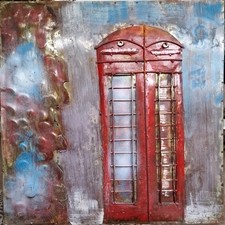 3D Metallbild - Handgefertigt 3D Effekt - Wandbilder - Telefonzelle London