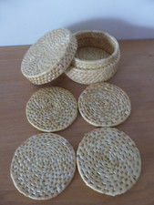 4 Untersetzer aus Bast Glasuntersetzer in Box 