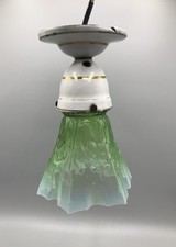 Antike Jugendstil Lampe Leuchte Glas Emaille Antik Alt Neu Verkabelt Top Zustand