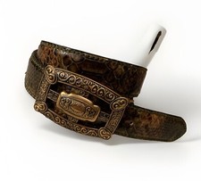 Reptile‘s House Gürtel Pythonleder Gr. 80 Wechselschnalle Schwarz/Bronze *TOP*