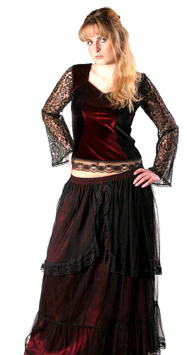Velvet shirt lace sleeves
