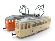 2x Prefo Hirstorische Straßenbahn ET54 / EB 54  Fertigmodell DDR   HO 1:87