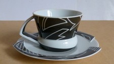 ROSENTHAL KÜNSTLERTASSE NR. 5 DOROTHY HAFNER KAFFEEGEDECK SCHWARZ/WEISS