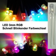 10 Stück LED 3mm RGB Rainbow Schneller Farbwechsel Modellbau Kirmesbeleuchtung