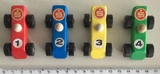 4 alte Werbe Modellautos Rennwagen aus Holz Sparkasse  ähnlich Margarinefiguren