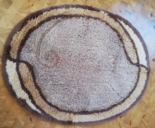 Vintage Badematte oval 80x100 Wohnbad Teppich Design Collection braun taupe crem