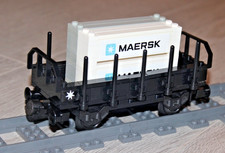 LEGO; Eisenbahn - Rungenwaggon mit MAERSK-Containern