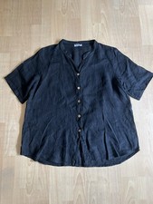 MADE IN ITALY WUNDERSCHÖNE LEINEN BLUSE SCHWARZ LAGENLOOK