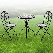 Mosaik Gartenset Gartenstühle Mosaiktisch wählbar Rustikal Rund klappbar