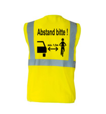 Warnweste " Bitte Abstand Radfahrer " mit Reißverschluß, Fahrrad Sicherheit