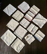 Konvolut 14 Taschentücher, Antik, Bestickt, Spitze, Monogramm