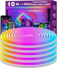 LED Neon Seillichter 10 m – App & Fernbedienung, RGB, dimmbar, Musikmodus,Innen