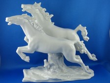 Vintage Porzellan Figur Wallendorf Pferde / Pferdepaar (weiß) 2. Wahl, ca. 27 cm