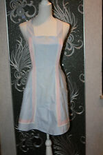 Vintage hellblau rosa Kittelschürze   Latzschürze 60er 70er MID CENTURY