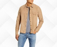 Herren Beige Wildleder Hemd