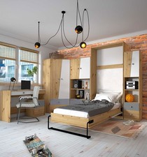 Jugendzimmer Set 6-teilig Schrankbett artisan eiche weiß-grau matt 76485059